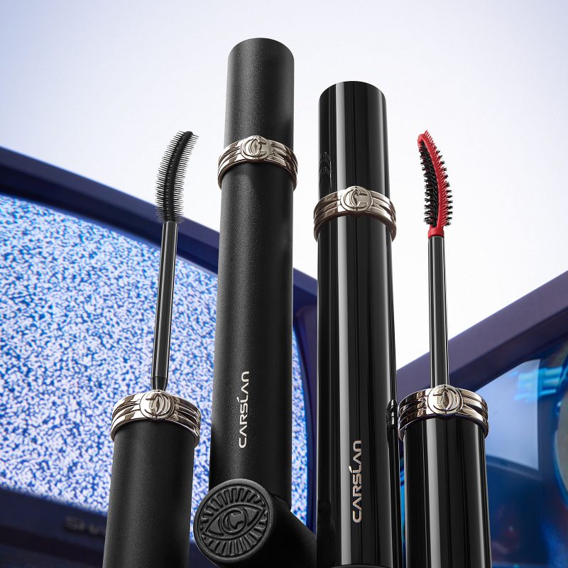 CARSLAN 2-in-1 Brush Head Big Eye Mascara, Waterproof, Smudgeproof, Voluming Lengthening Lash, 24H Longlasting, Building Mascara, Very Black