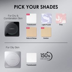 [1.0]CARSLAN Waterproof Face Pressed Powder Compact, 24H Longlasting Oil Control Pressed Setting Powder Talc-Free Makeup, Shine Free, Poreless, Smooth, 8g/0.28Oz