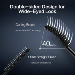 CARSLAN Double Extension Curling Mascara, Dual Brush Design for Lengthening & Curling for All Lashes, Natural Volume, Quick-Dry Smudge-Proof All Day Wear, Black, 0.18 Fl Oz & 0.16 Fl Oz
