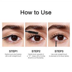 CARSLAN Double Extension Curling Mascara, Dual Brush Design for Lengthening & Curling for All Lashes, Natural Volume, Quick-Dry Smudge-Proof All Day Wear, Black, 0.18 Fl Oz & 0.16 Fl Oz