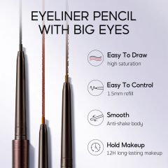 CARSLAN Longlasting Eyeliner Pencil, 12H Longlasting Eyeliners
