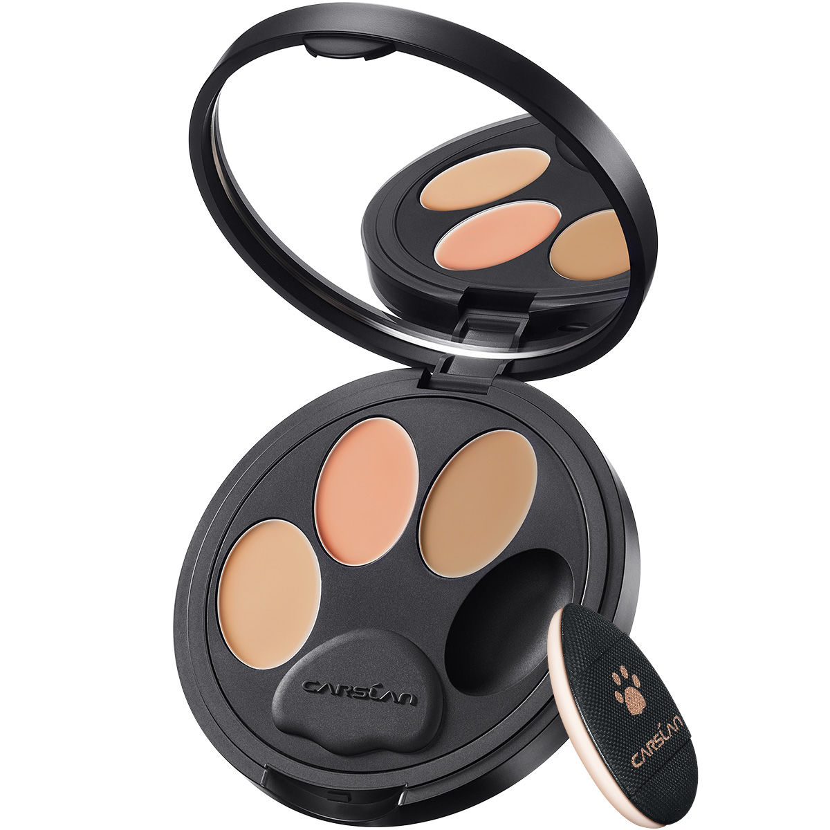CARSLAN Flexible Tri-Color Concealer, 3 IN 1 Color Correcting Concealer Cream Plate, 12H Longlasting for Blemish, Dark Circles