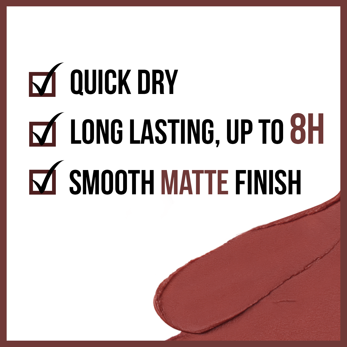 CARSLAN Matte Liquid Lipstick - Longwear, No-Budge, Highly Pigmented Lipcolor for All Skin Women