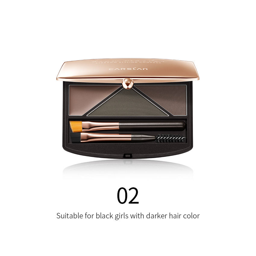 CARSLAN Eyebrow Makeup Kit 3Color Brow Eyebrow Palette , Waterproof Shapes Eyebrows Palette with Spoolie Brush Eyebrow Powder Palette Kit for Makeup Women