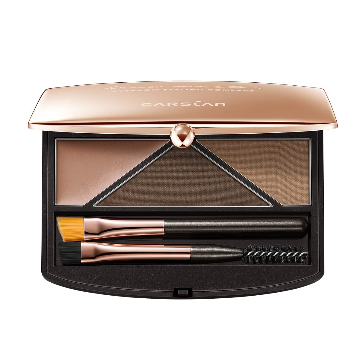 CARSLAN Eyebrow Makeup Kit 3Color Brow Eyebrow Palette , Waterproof Shapes Eyebrows Palette with Spoolie Brush Eyebrow Powder Palette Kit for Makeup Women