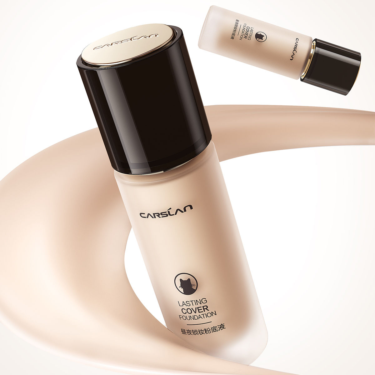 CARSLAN Lasting Cover Foundation, 24H Longlasting Full Coverage Matte Finish Face Makeup, Poreless, Lightweight, Waterproof, Oil Free Liquid Foundation