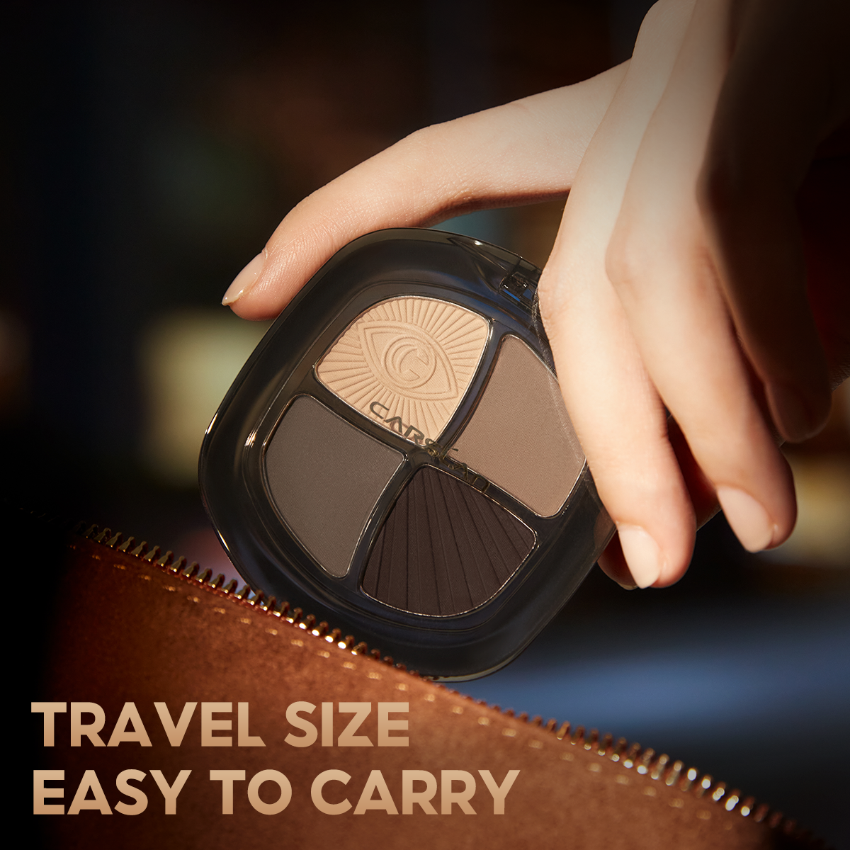 CARSLAN 4 Color Nude Eyeshadow Palette Makeup, 12H Longlasting Highly Pigmented Eye Shadow Palette with Blendable Matte, Glitter and Shimmer Finishes