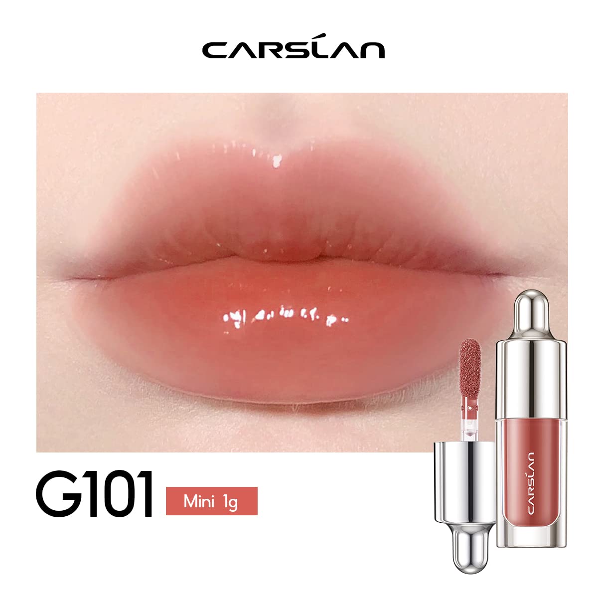 (Gift Only, Do Not Buy) CARSLAN Hydrating Lip Gloss Serum, Moisturizing, Plunping, Shiny Lip Glow, Tinted Lip Care with Vitamin E, Crithmum Maritimum Essential oil (Sample 1g, G101)