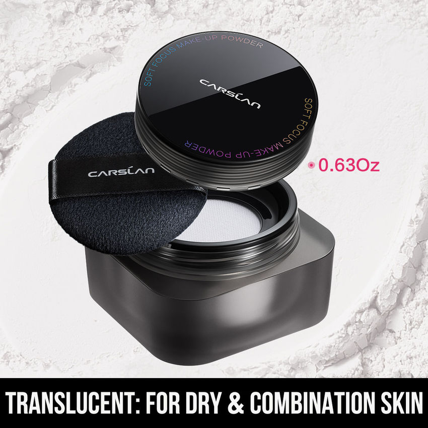 CARSLAN Translucent Powder Loose Setting Powder, Matte, Oil Control, Waterproof, Poreless, 24h Longlasting Face Powder