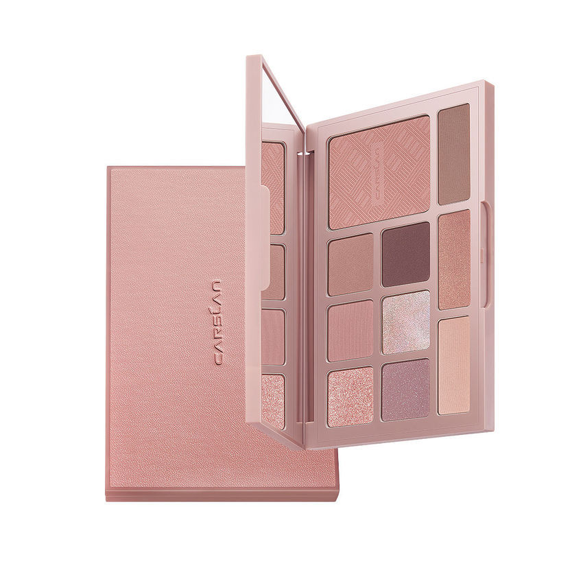 CARSLAN 10 Color Matte Shimmer Eyeshadow Palette, Highly Pigmented Nude Eye Shadow Makeup Palette with Warm Neutrals