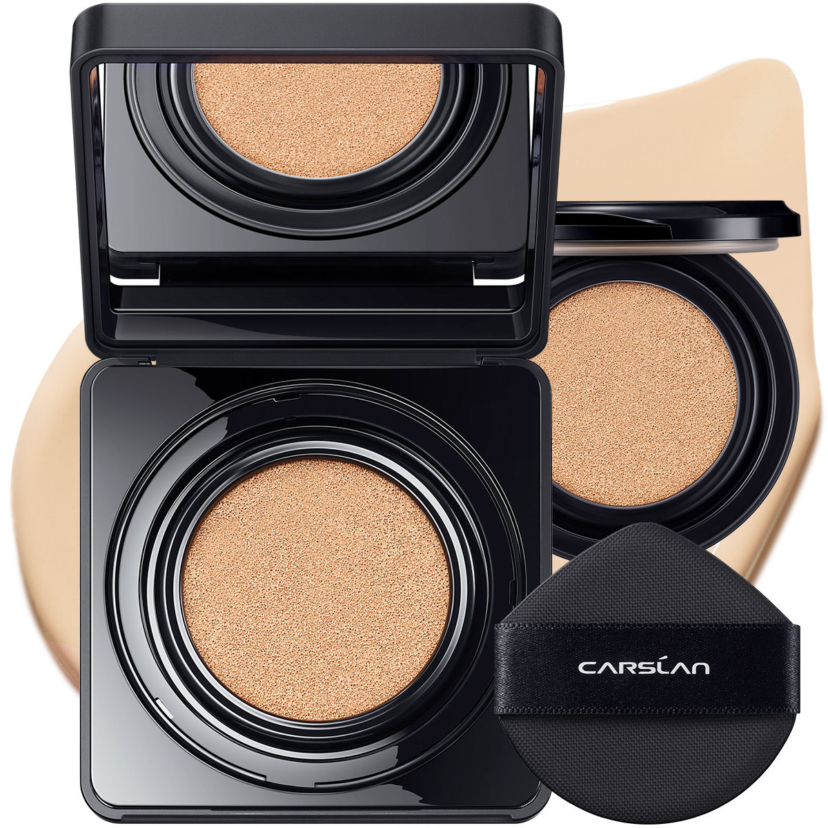 CARSLAN Black Magnet Cushion Foundation - Full Buildable Coverage, Moisturizing, Lightweight, 16H Long-Lasting Glow Looking, Refill Included