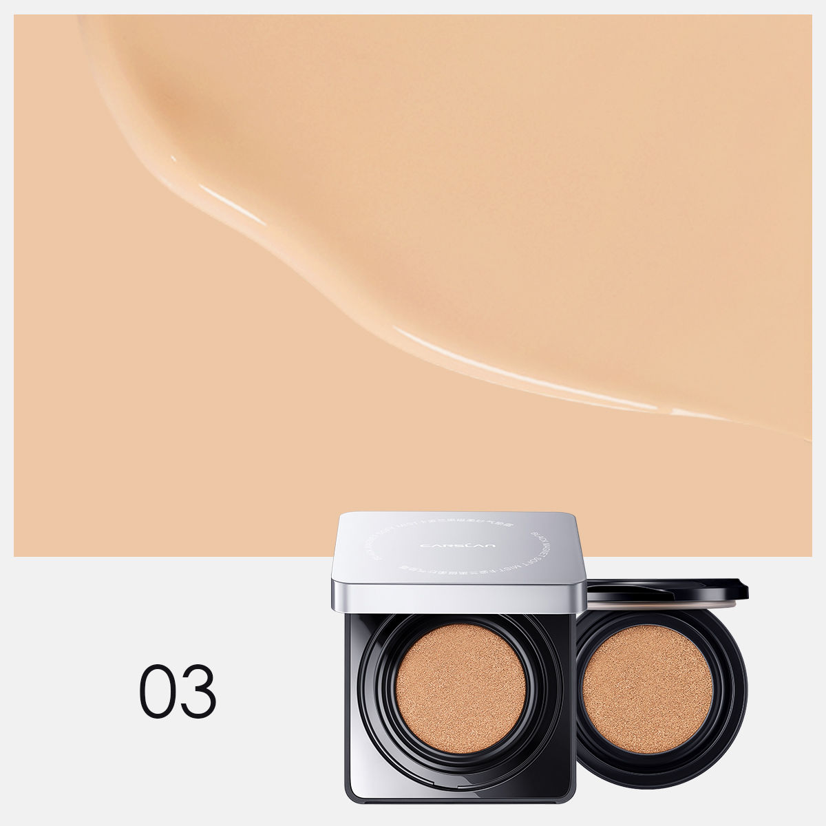CARSLAN Black Magnet Cushion Foundation - Full Buildable Coverage, Moisturizing, Lightweight, 16H Long-Lasting Glow Looking, Refill Included