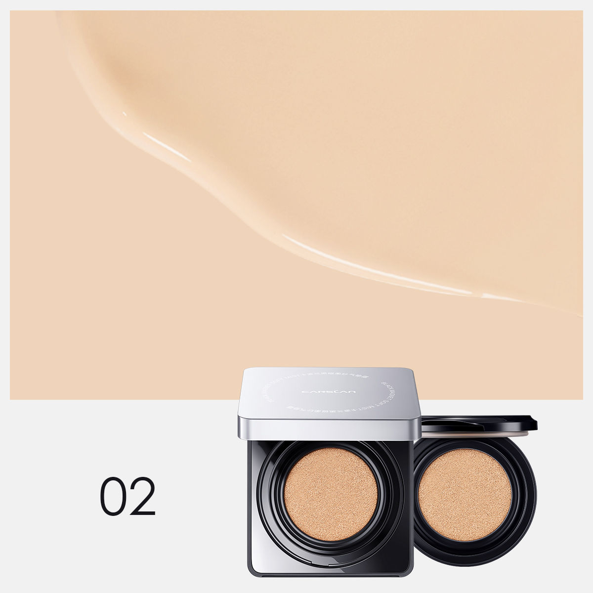 CARSLAN Black Magnet Cushion Foundation - Full Buildable Coverage, Moisturizing, Lightweight, 16H Long-Lasting Glow Looking, Refill Included