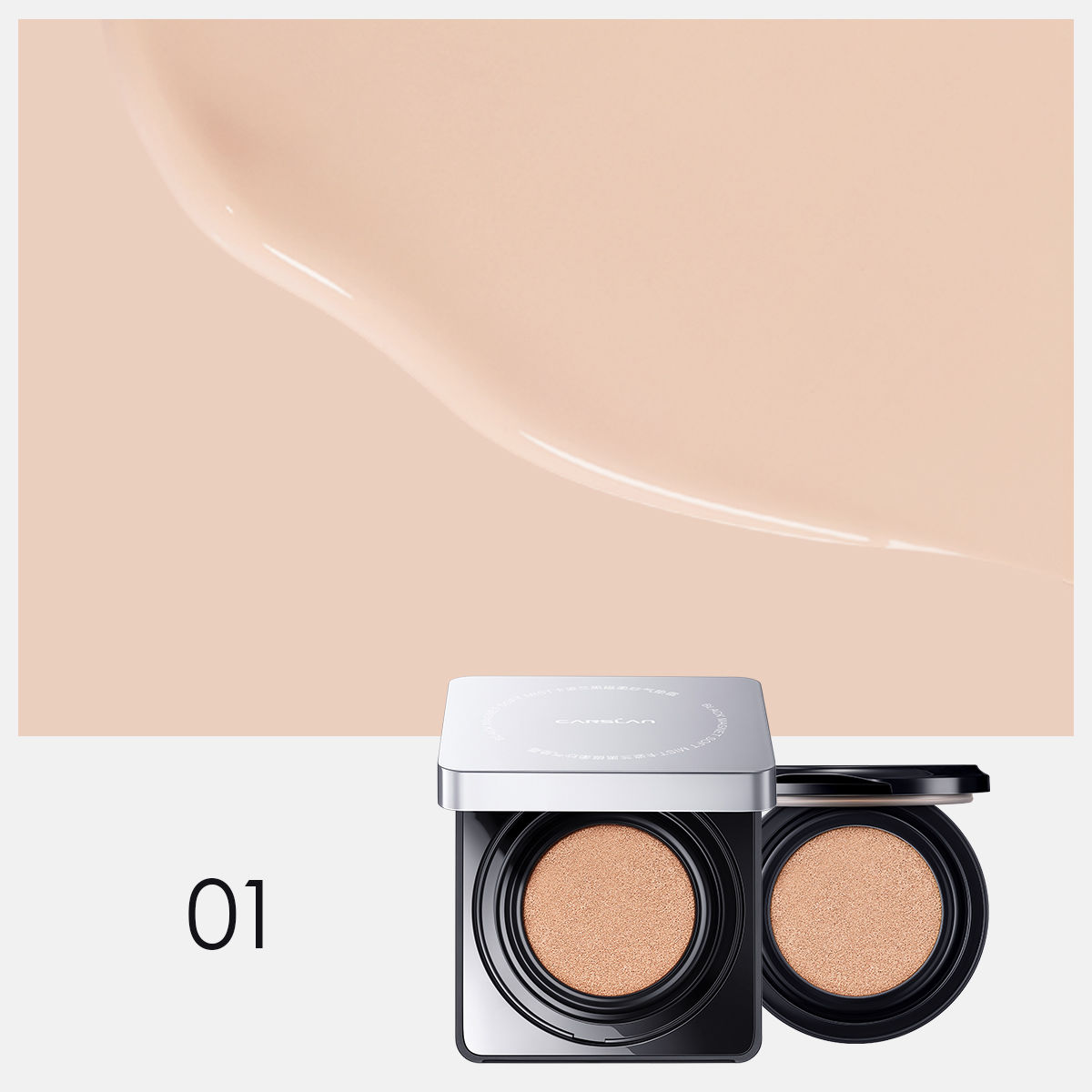 CARSLAN Black Magnet Cushion Foundation - Full Buildable Coverage, Moisturizing, Lightweight, 16H Long-Lasting Glow Looking, Refill Included
