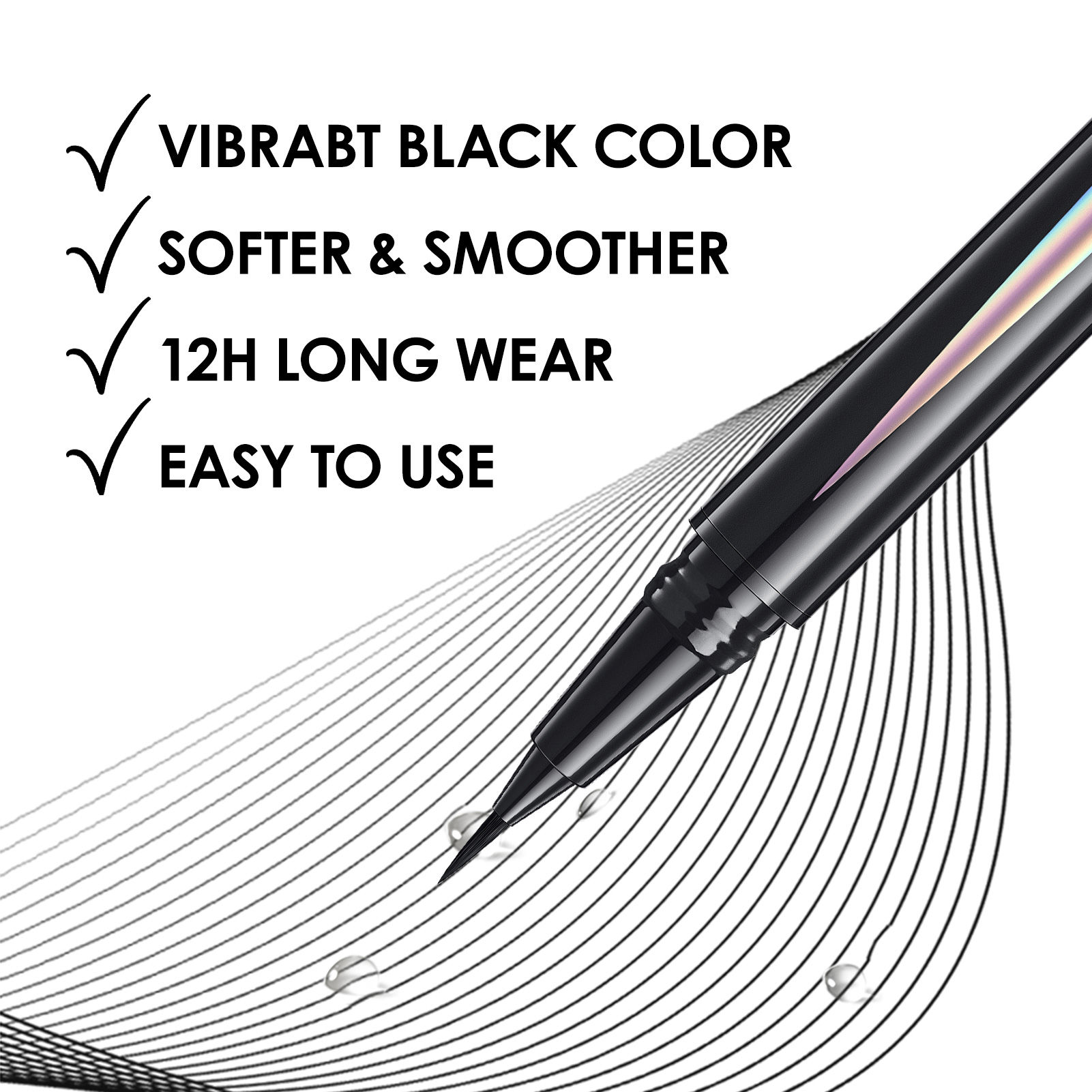 CARSLAN Slender Smooth Liquid Eyeliner, Black Eyeliner Liquid Liner, 12H Longlasting Eyeliners, Waterproof & Smudgeproof High Pigmented Eyeliners for Eye Makeup, Black
