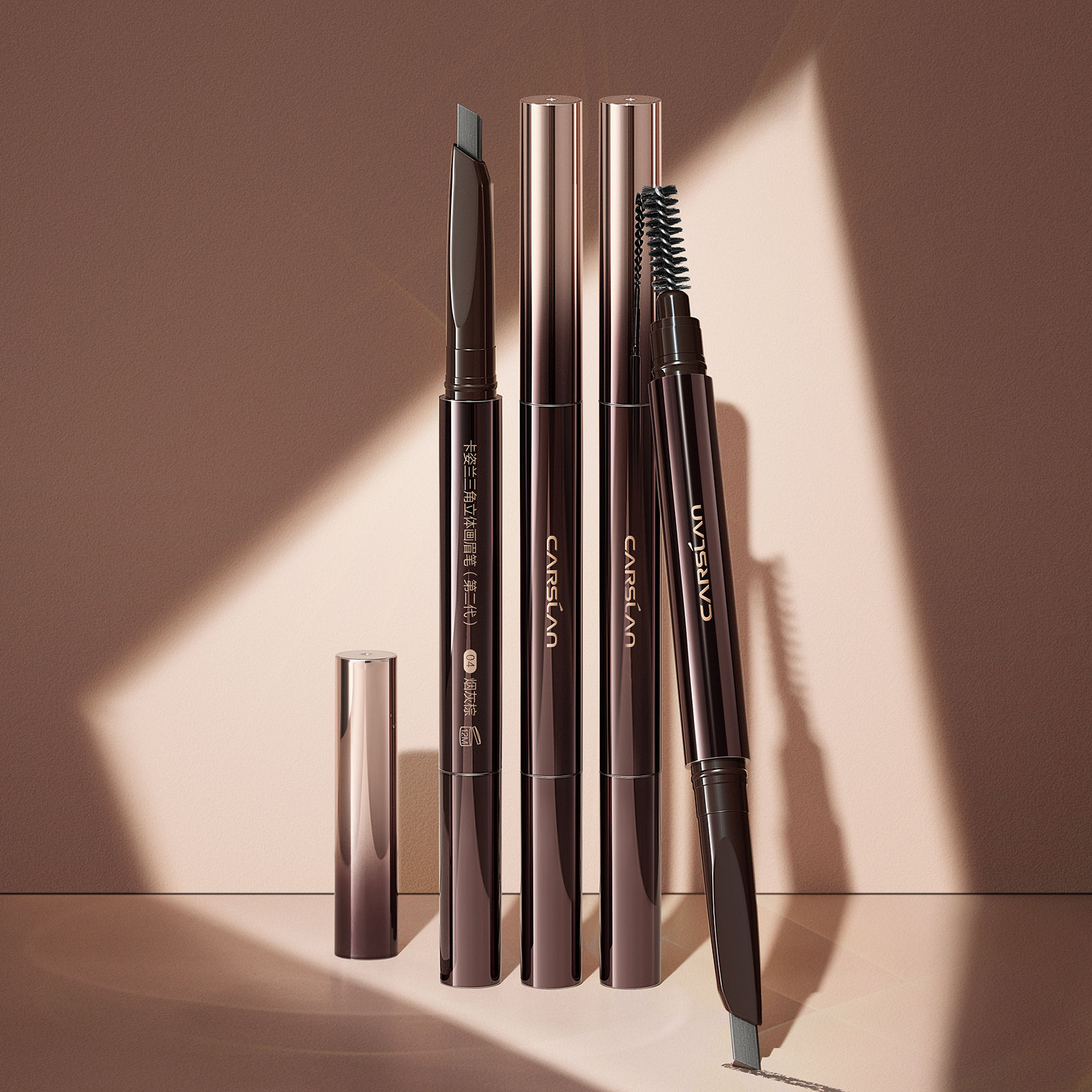 CRASLAN Makeup Brow Eyebrow Definer Pencil, Waterproof, Longlasting, Dual-Sided Brow Brush with Refill & Spoolie,Triangle Tip