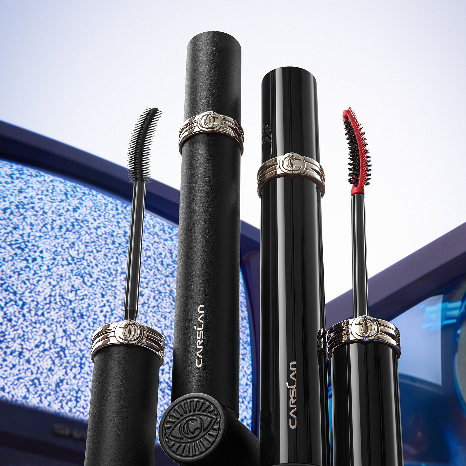 CARSLAN 2-in-1 Brush Head Big Eye Mascara, Waterproof, Smudgeproof, Voluming Lengthening Lash, 24H Longlasting, Building Mascara, Very Black