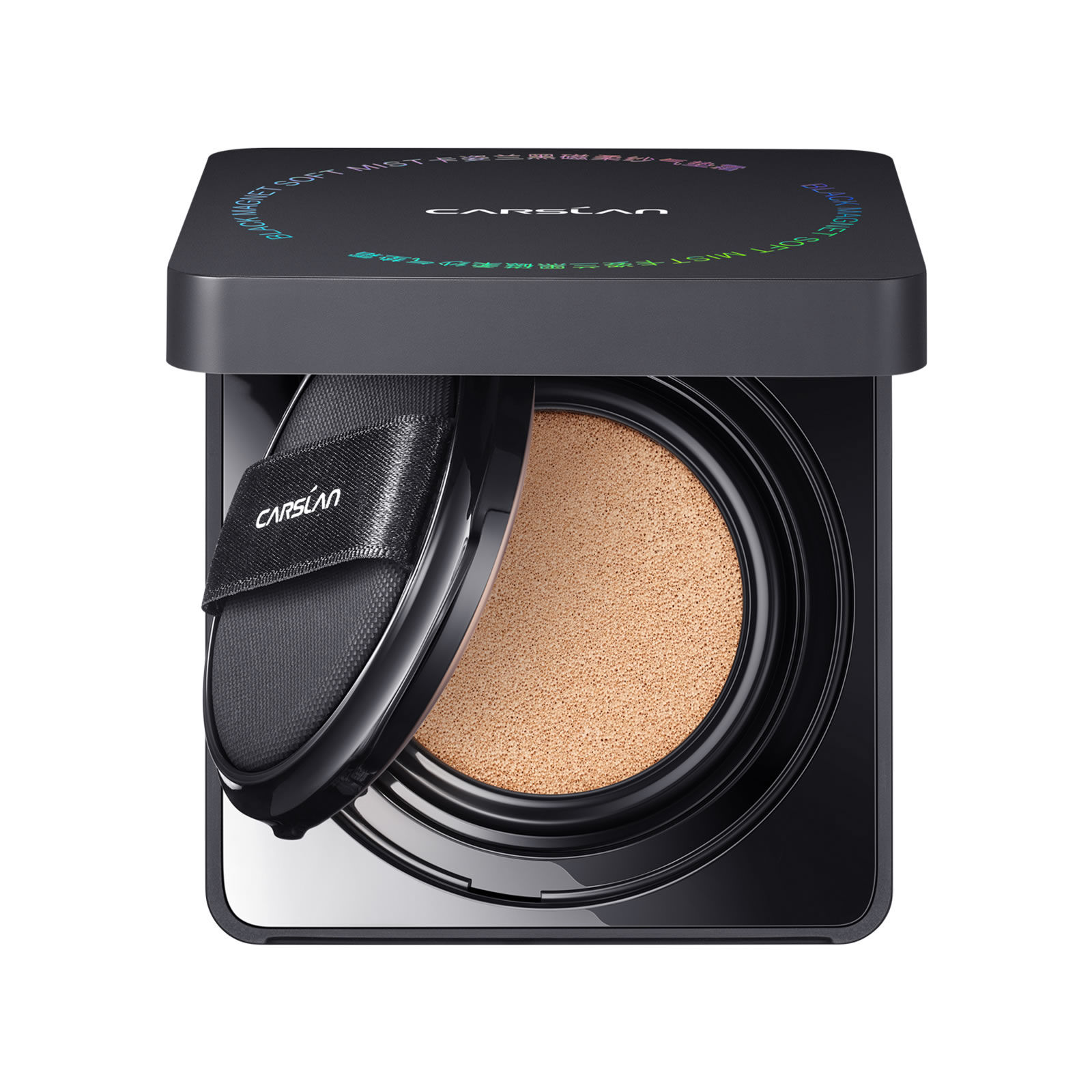 CARSLAN Black Magnet Cushion Foundation - Full Buildable Coverage, Moisturizing, Lightweight, 16H Long-Lasting Glow Looking, Refill Included