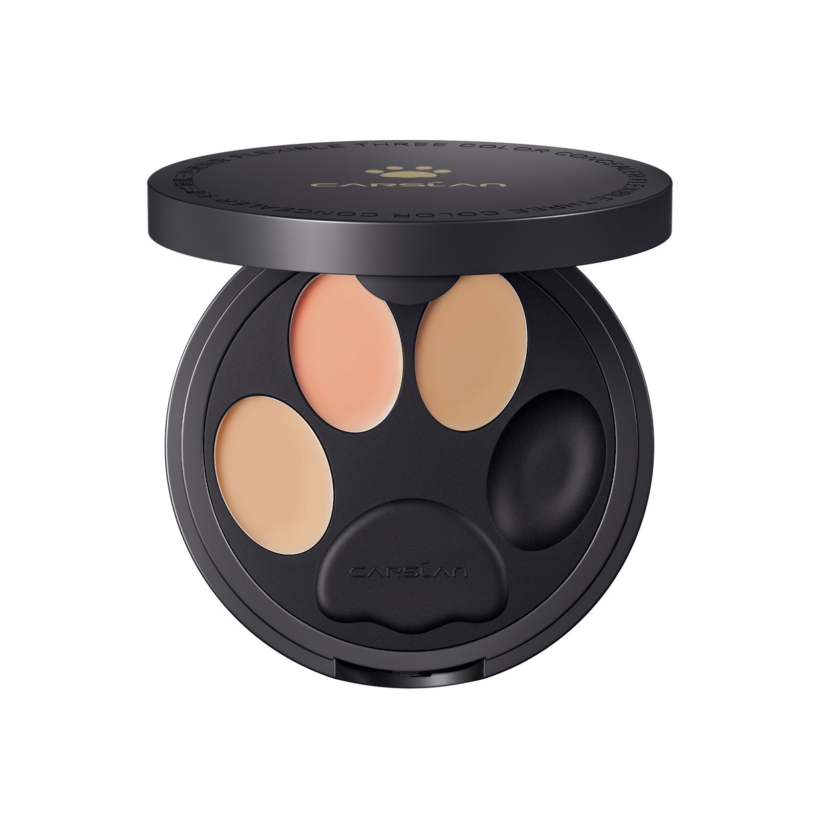 CARSLAN Flexible Tri-Color Concealer, 3 IN 1 Color Correcting Concealer Cream Plate, 12H Longlasting for Blemish, Dark Circles