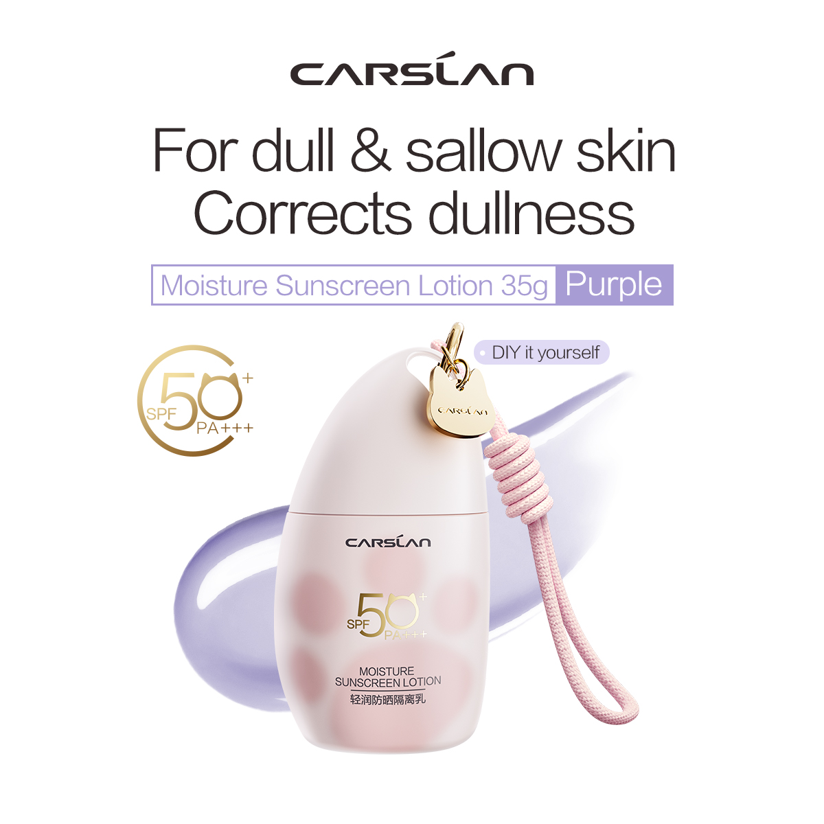 Carslan Mositure Sunscreen Lotion SPF50+ PA+++ Hydrating Smooth Brighten Natural Mutitasker Tinted Cream 35g