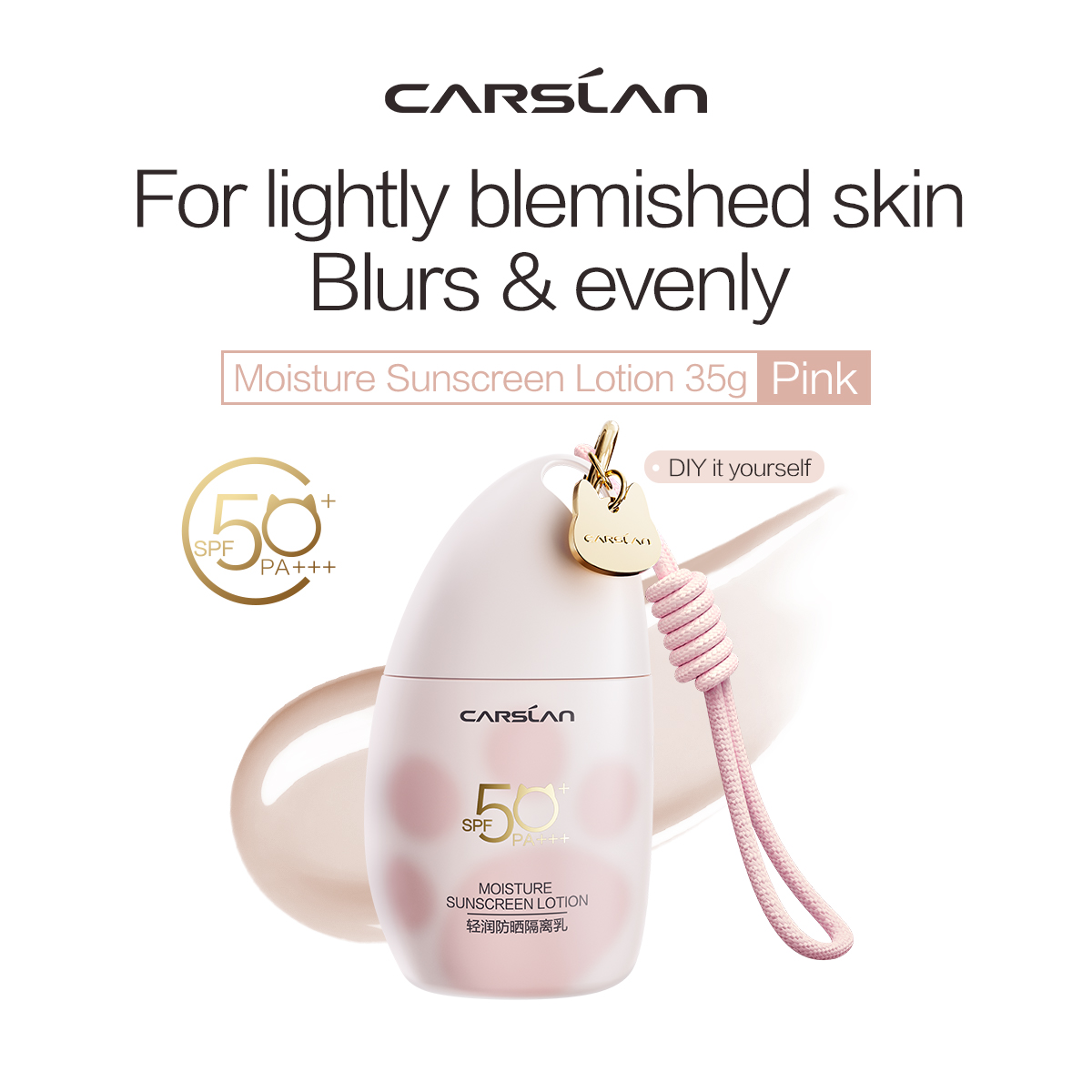 Carslan Mositure Sunscreen Lotion SPF50+ PA+++ Hydrating Smooth Brighten Natural Mutitasker Tinted Cream 35g