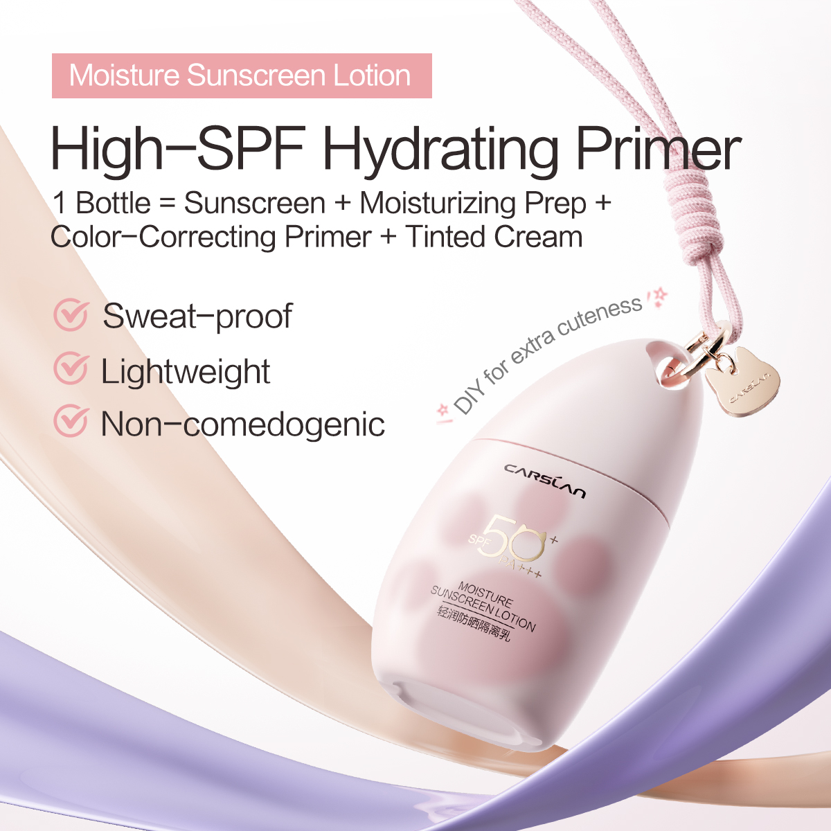Carslan Mositure Sunscreen Lotion SPF50+ PA+++ Hydrating Smooth Brighten Natural Mutitasker Tinted Cream 35g