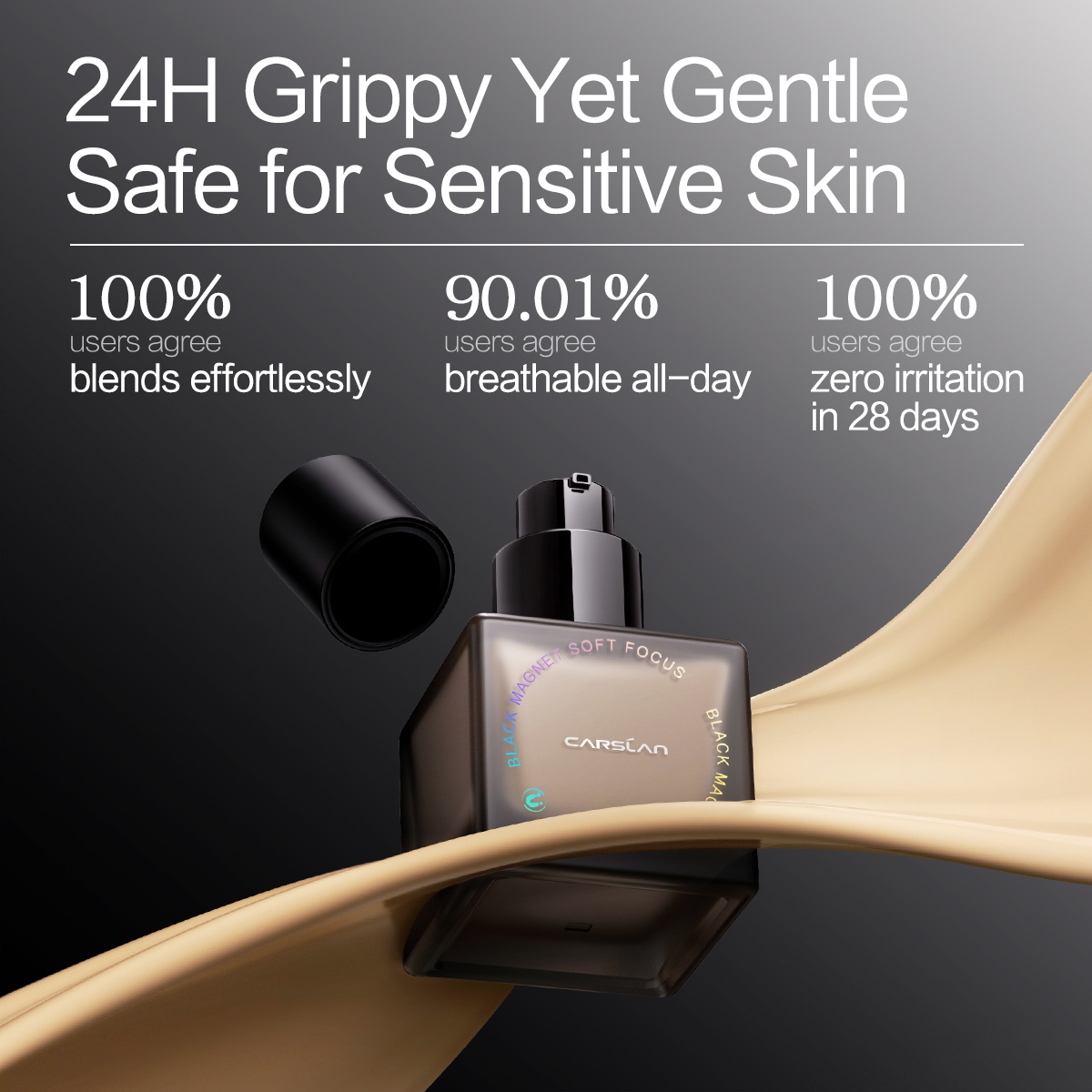 CARSLAN Black Magnet Foundation 24H Natural Blurring Flawless Coverage, 30g/1.02fl Oz