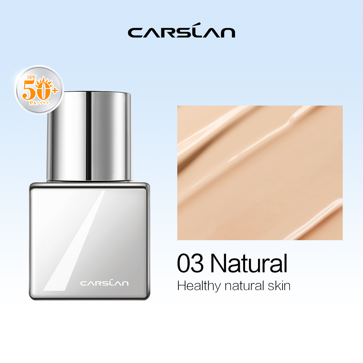 Carslan Foundation SPF50+ PA++++ Matte Lightweight Waterproof Sweat Resistant Long Lasting Makeup 24 Hours, 30ml/1.02fl Oz