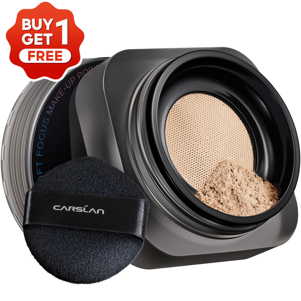 Buy 1 Get 1 Free | CARSLAN Soft Focus Loose Setting Powder, N01 Natural for Medium & Tan, Waterproof, Matte, Oil Control, Shine Free, Talc-Free Face Powder Makeup, 24H Longwear Finishing Powder, 8g/0.28Oz