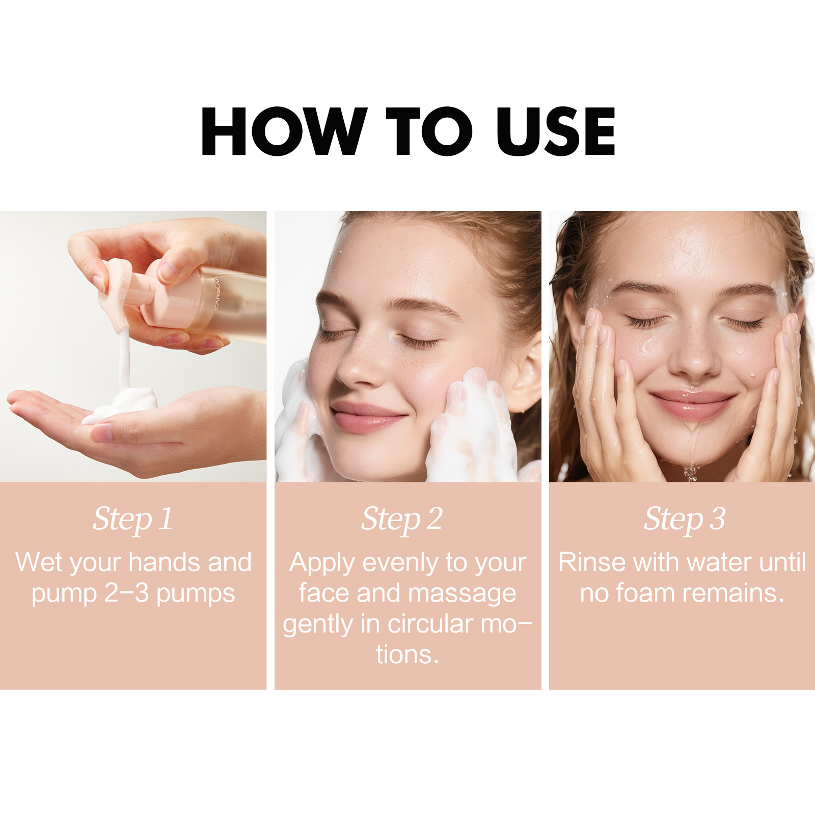 CARSLAN Soothing Cleansing Mousse, 2-in-1 Makeup Remover and Face Wash, Amino Acid Cleanser, Gentle Hydrating Foam, No Tightness, No Redness, Moisturizing Facial Cleanser, Sensitive Skin Friendly, Top-tier Fragrance, 100ml / 50ml