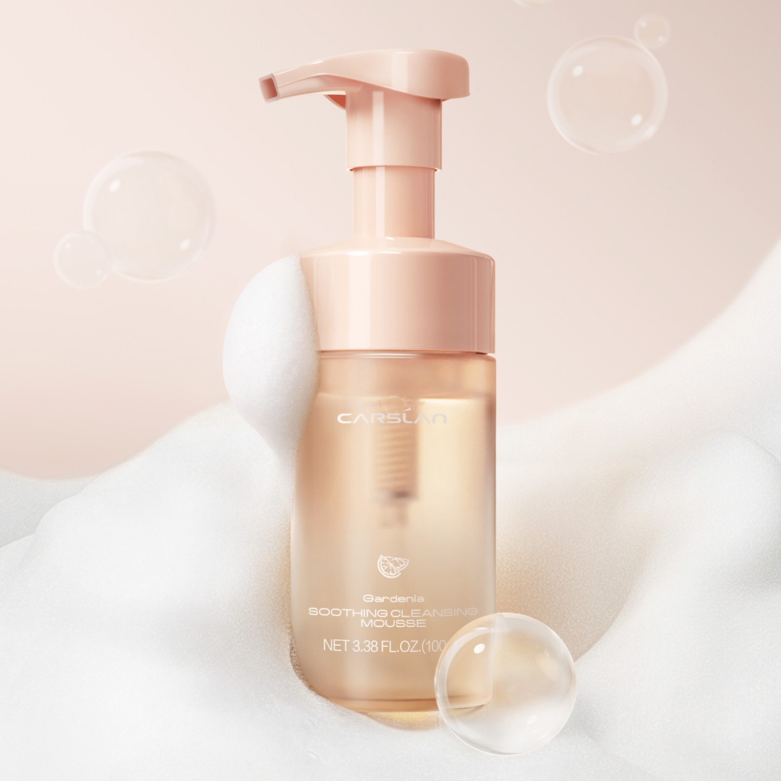 CARSLAN Soothing Cleansing Mousse, 2-in-1 Makeup Remover and Face Wash, Amino Acid Cleanser, Gentle Hydrating Foam, No Tightness, No Redness, Moisturizing Facial Cleanser, Sensitive Skin Friendly, Top-tier Fragrance, 100ml / 50ml