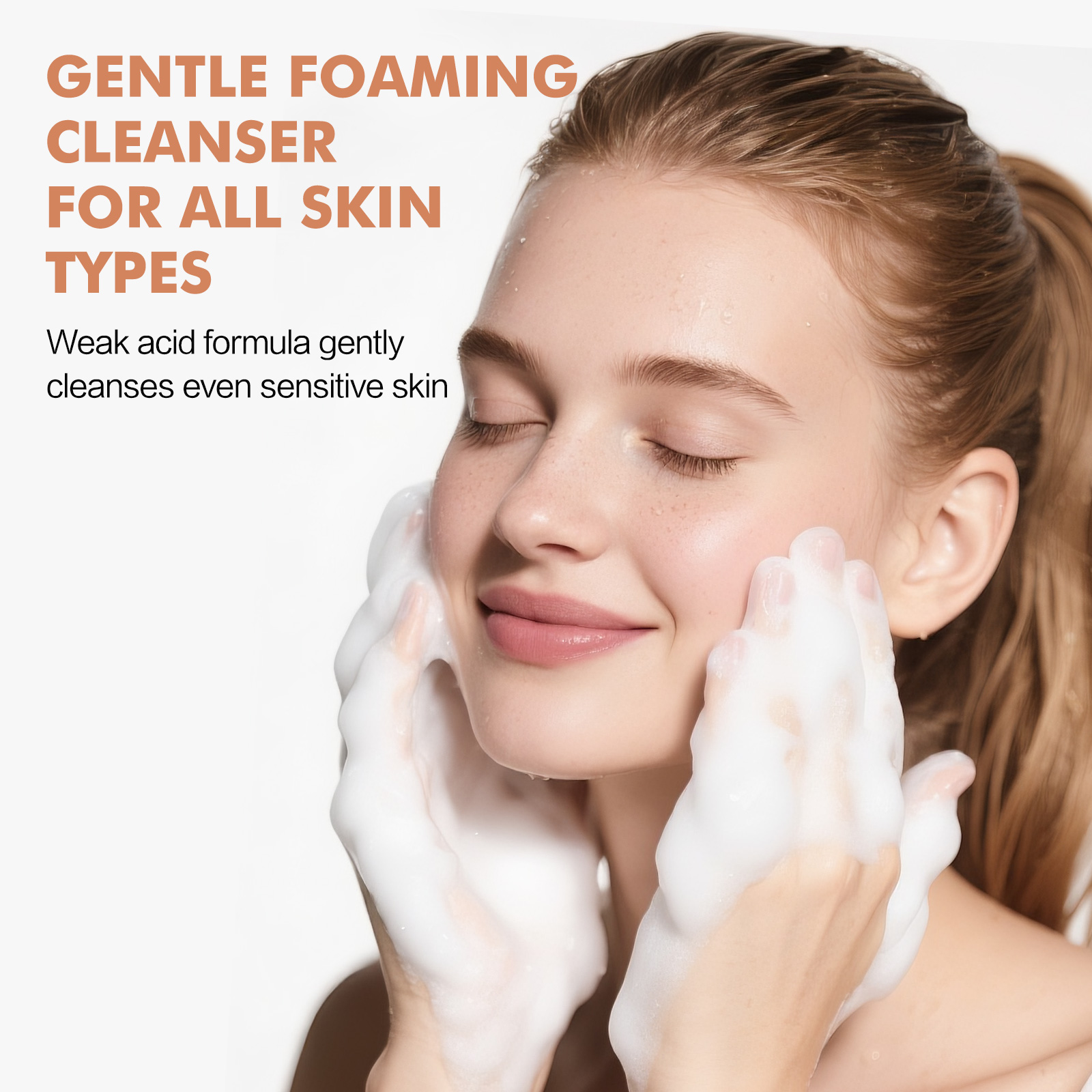 CARSLAN Soothing Cleansing Mousse, 2-in-1 Makeup Remover and Face Wash, Amino Acid Cleanser, Gentle Hydrating Foam, No Tightness, No Redness, Moisturizing Facial Cleanser, Sensitive Skin Friendly, Top-tier Fragrance, 100ml / 50ml