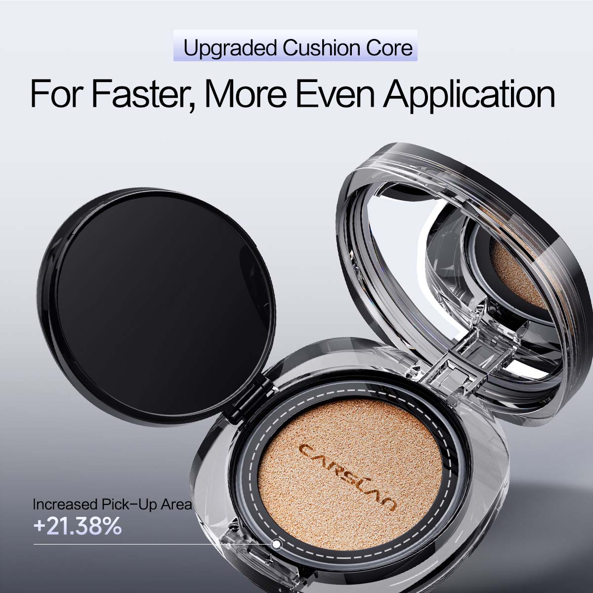[2.0]CARSLAN Black Magnet Cushion Foundation - Full Buildable Coverage, Moisturizing, Lightweight, 16H Long-Lasting Glow Looking, Refill Included, 13g/0.46Oz