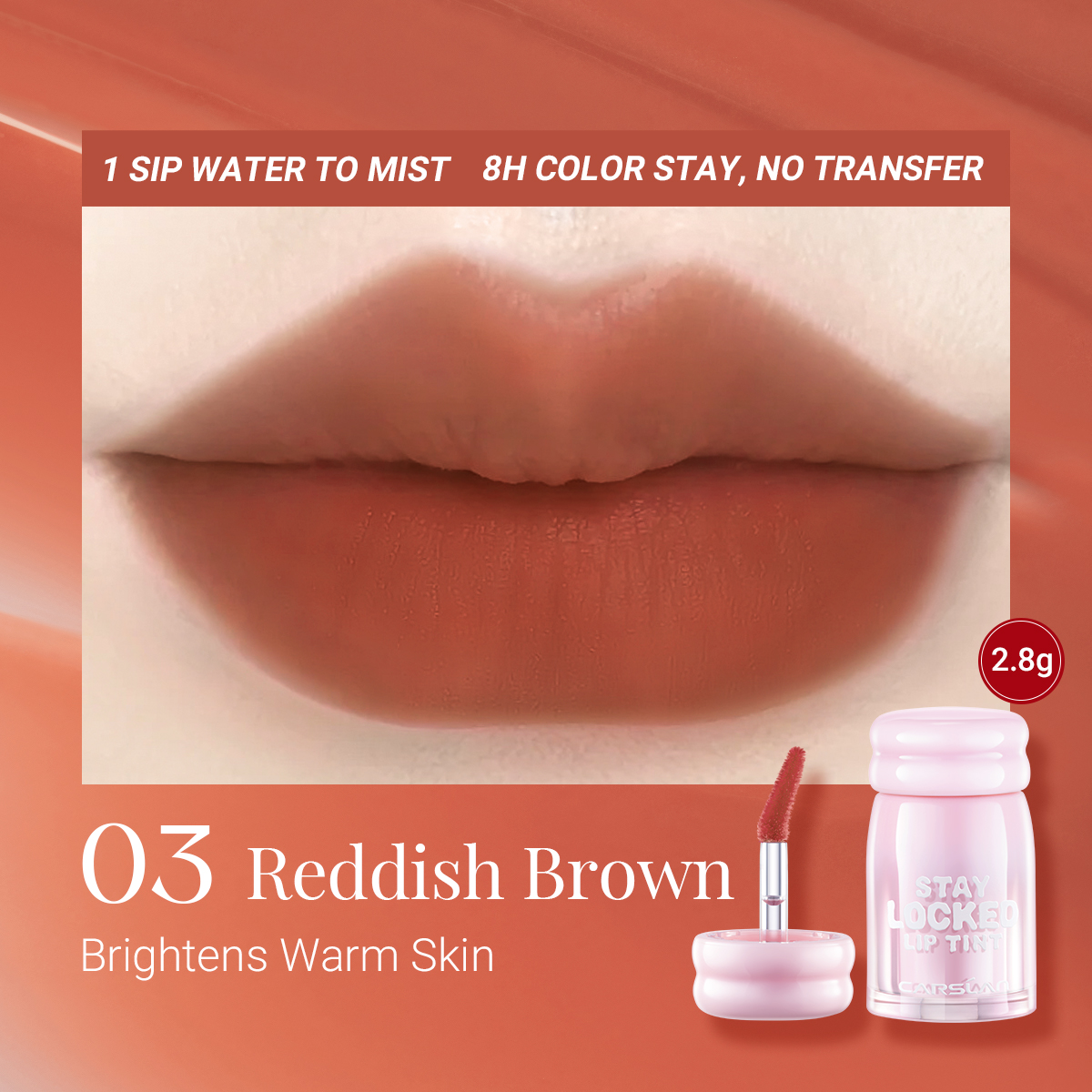 CARSLAN Stay Locked Lip Tint (0.09 oz), Fast-Dry, Transfer-Proof, Plumping Care | Buy 2 Get Free Cleanser