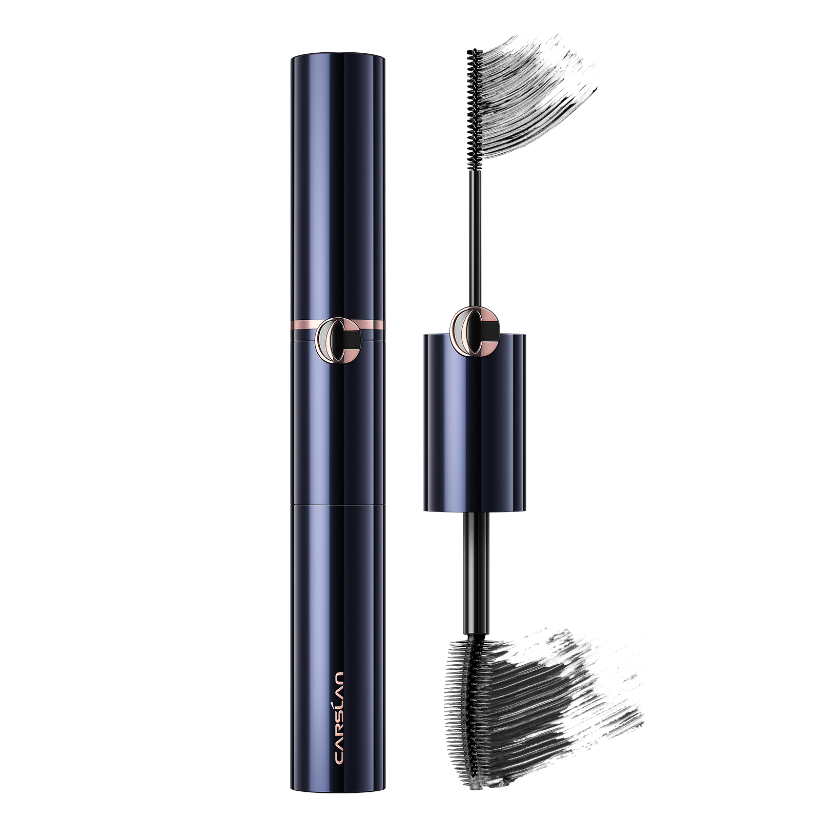 CARSLAN Double Extension Curling Mascara, Dual Brush Design for Lengthening &amp; Curling for All Lashes, Natural Volume, Quick-Dry Smudge-Proof All Day Wear, Black, 0.18 Fl Oz &amp; 0.16 Fl Oz