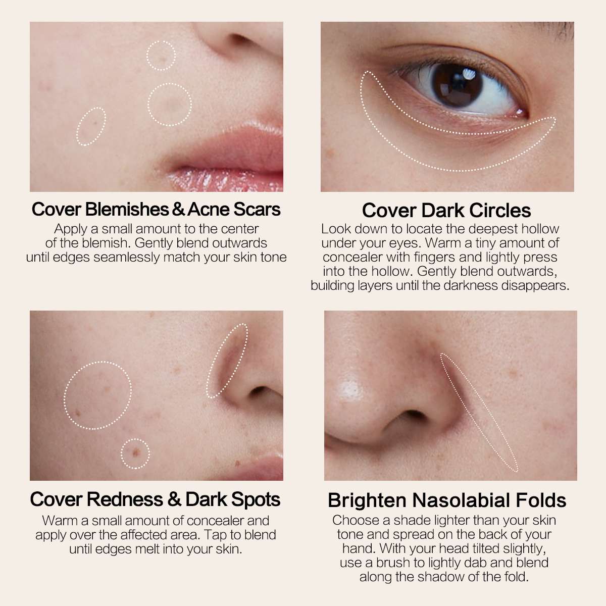 CARSLAN Full Coverage Concealer Lightweight High Coverage Flawless Makeup CoversBlemishes & Under-Eye Circles Dark Circles Redness Brightening