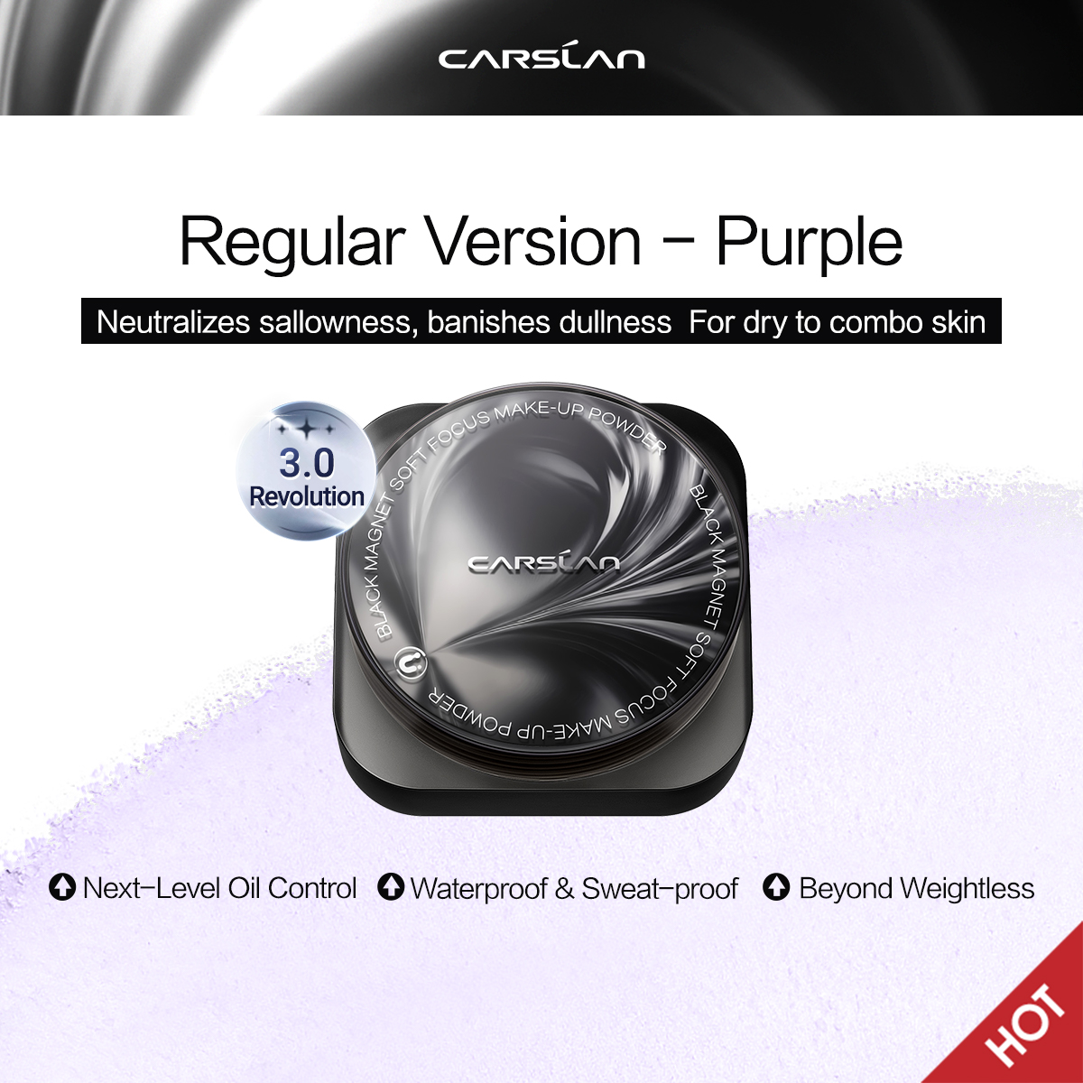 [3.0] [Denim Limited] CARSLAN Black Magnet Loose Powder, Next-Level Oil Control, Sweat-Proof, Smudge-Proof, Natural Matte Finish, No Caking, Perfect for Summer Commute, Pool Parties & All-Day Events