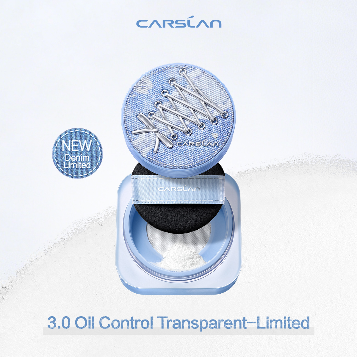 [3.0] [Denim Limited] CARSLAN Black Magnet Loose Powder, Next-Level Oil Control, Sweat-Proof, Smudge-Proof, Natural Matte Finish, No Caking, Perfect for Summer Commute, Pool Parties & All-Day Events